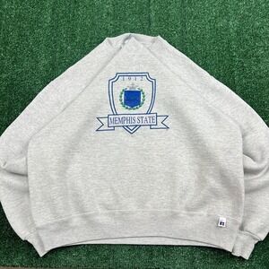 VTG Russell Athletic Memphis State University Crewneck Sweatshirt Men Large Gray